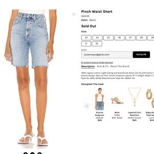 AGOLDE Pinch Waist Short size 30 - Oasis